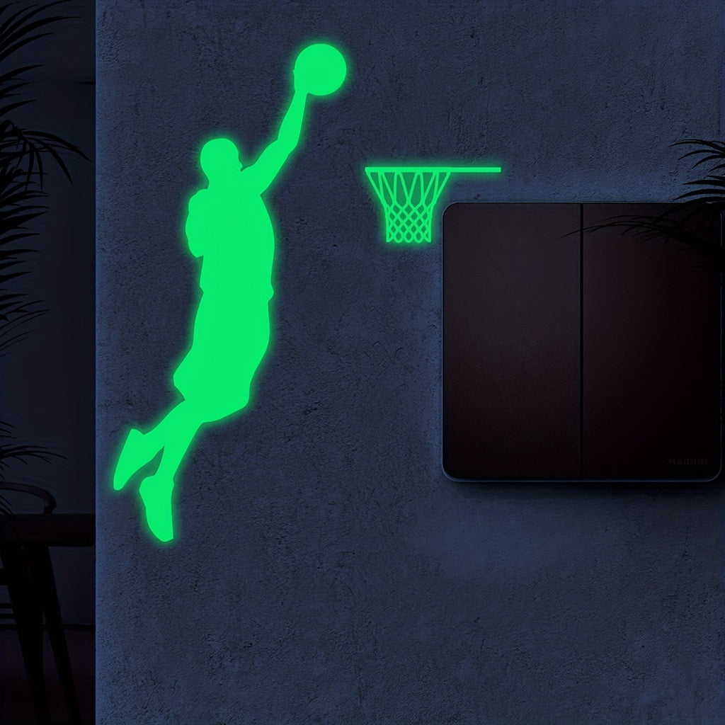 Luminescent Green Basketball Player Switch Sticker Home Decor