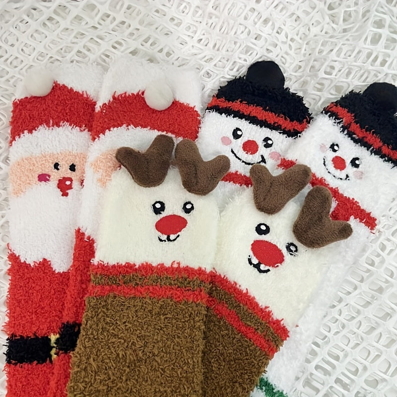 Christmas Socks Winter Soft Thick Warm Keeping Socks Christmas Theme Pattern