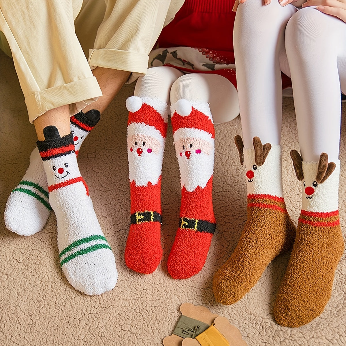 Christmas Socks Winter Soft Thick Warm Keeping Socks Christmas Theme Pattern