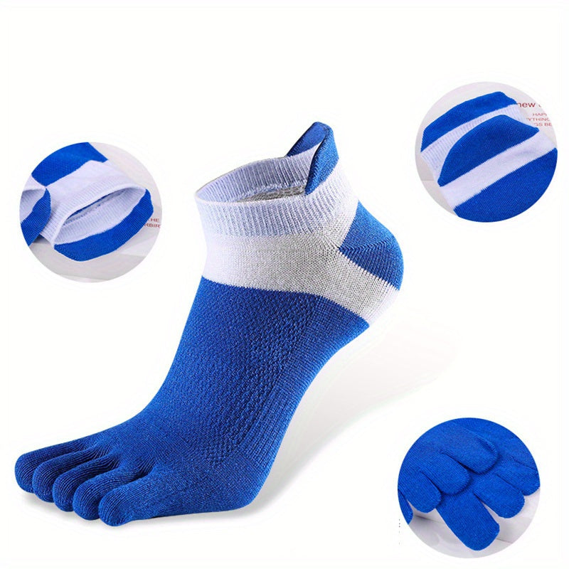 5 Pairs Men's 5-Toe Ankle Socks for Fitness Running