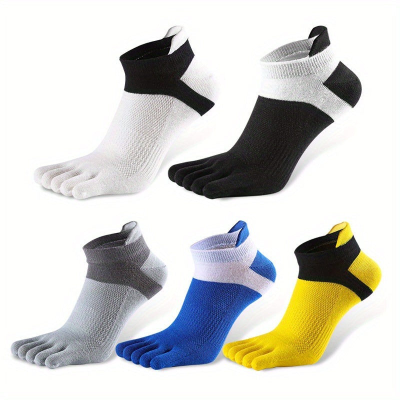 5 Pairs Men's 5-Toe Ankle Socks for Fitness Running