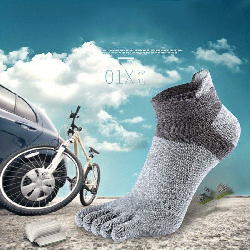 5 Pairs Men's 5-Toe Ankle Socks for Fitness Running