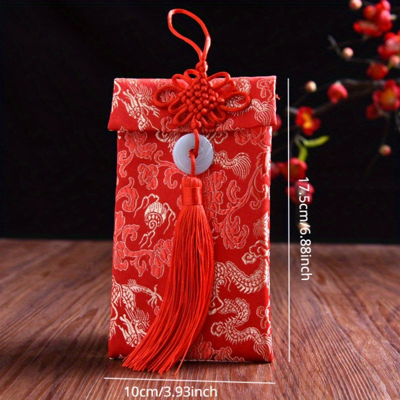 5pcs Chinese Style Floral Cloth Red Envelope Money Pocket