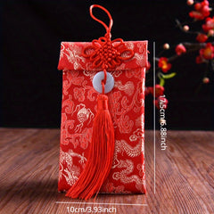 5pcs Chinese Style Floral Cloth Red Envelope Money Pocket
