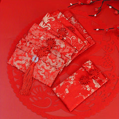 5pcs Chinese Style Floral Cloth Red Envelope Money Pocket