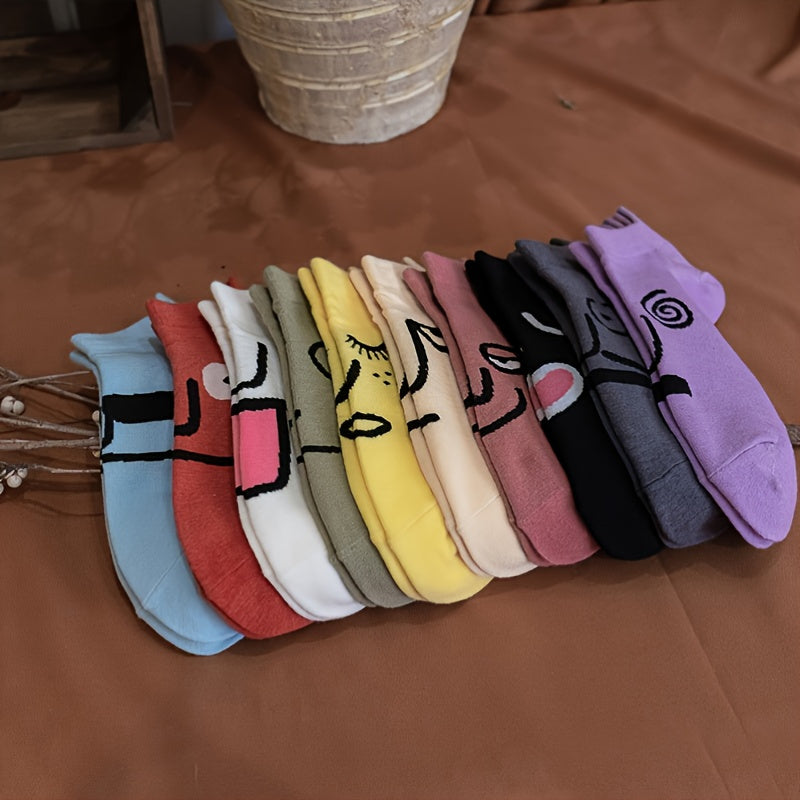 Funny Pattern Short Socks Soft & Lightweight Ankle Socks