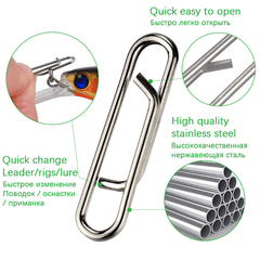 20pcs Interlock Snap Fast Clips Stainless Steel Lure Hook Connector