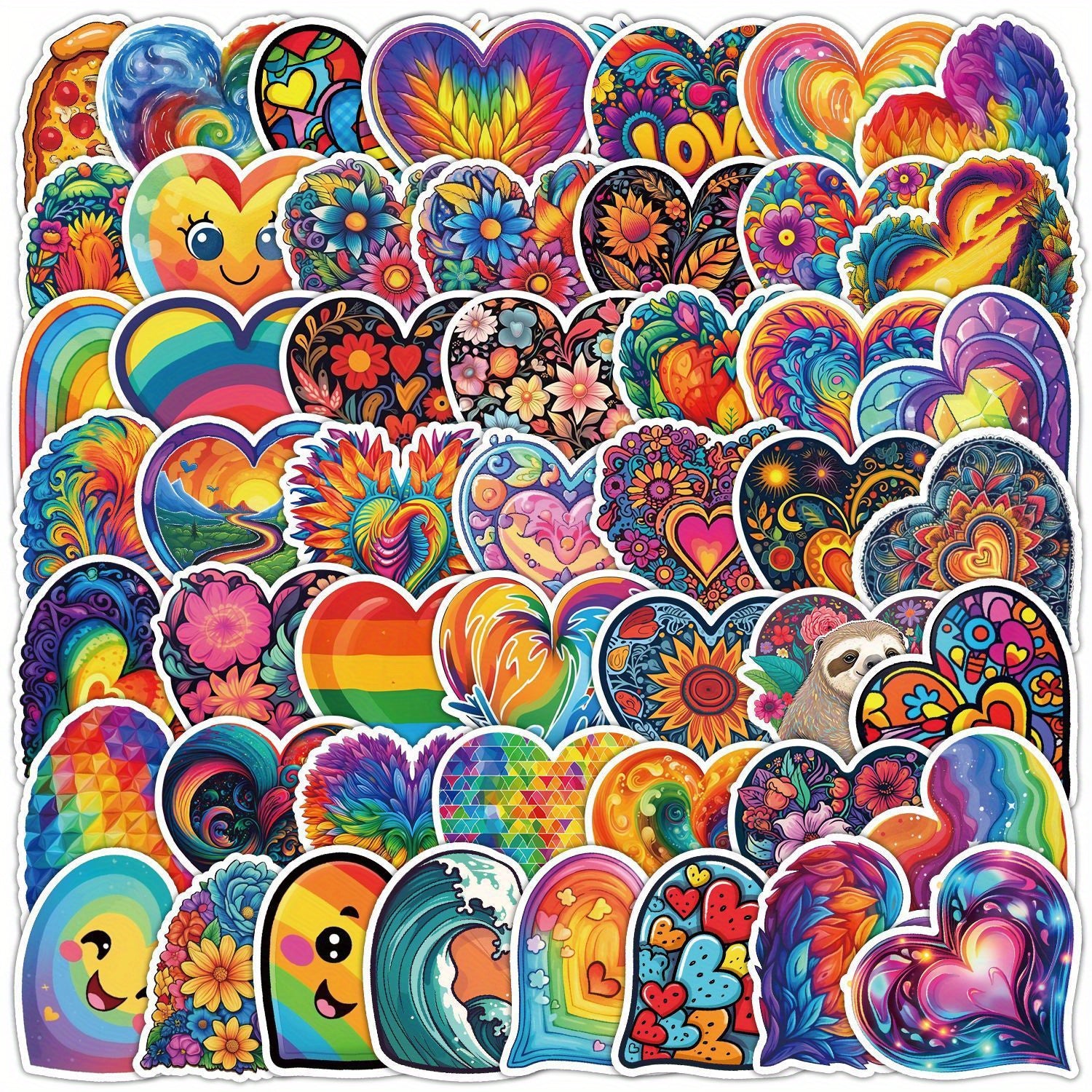 50pcs Vibrant Doodle Art Stickers Waterproof Reusable Decals for Laptops Skateb