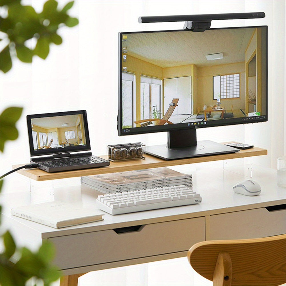 Bamboo Computer Heightening Bracket Display Pad w/ 2 Adjustable Heights