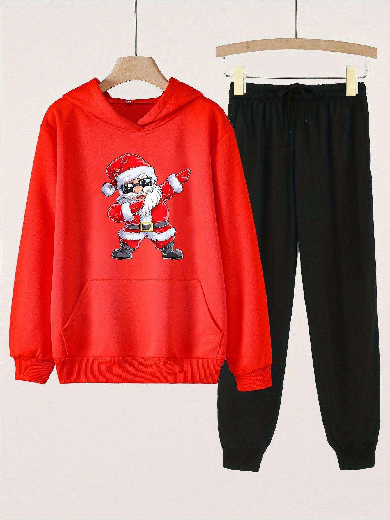 Girls Santa Claus Hooded Sweatshirt & Sweatpants Set