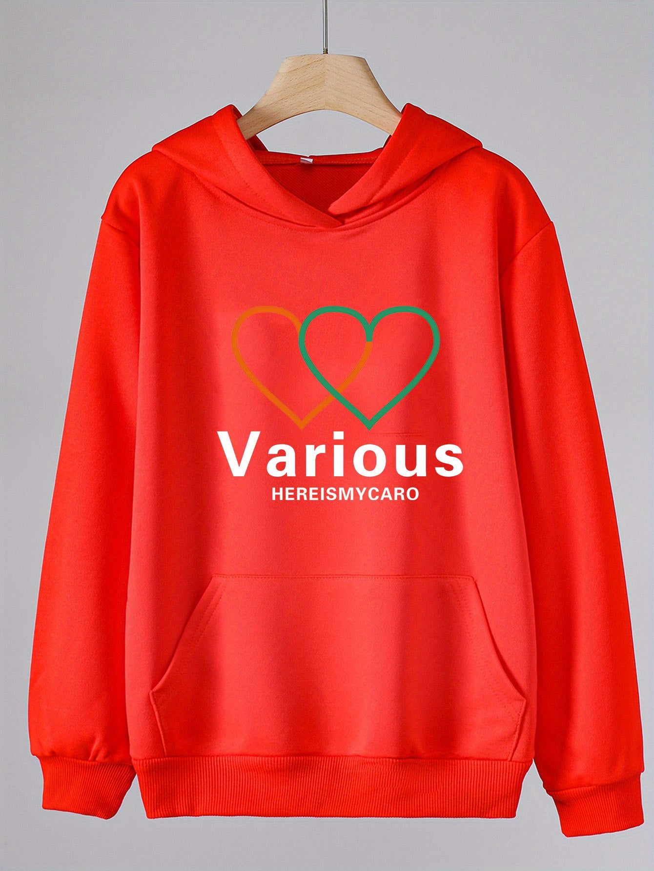 Girls Cartoon Hearts Long Sleeve Hoodie Sweatshirt Cute Pullover