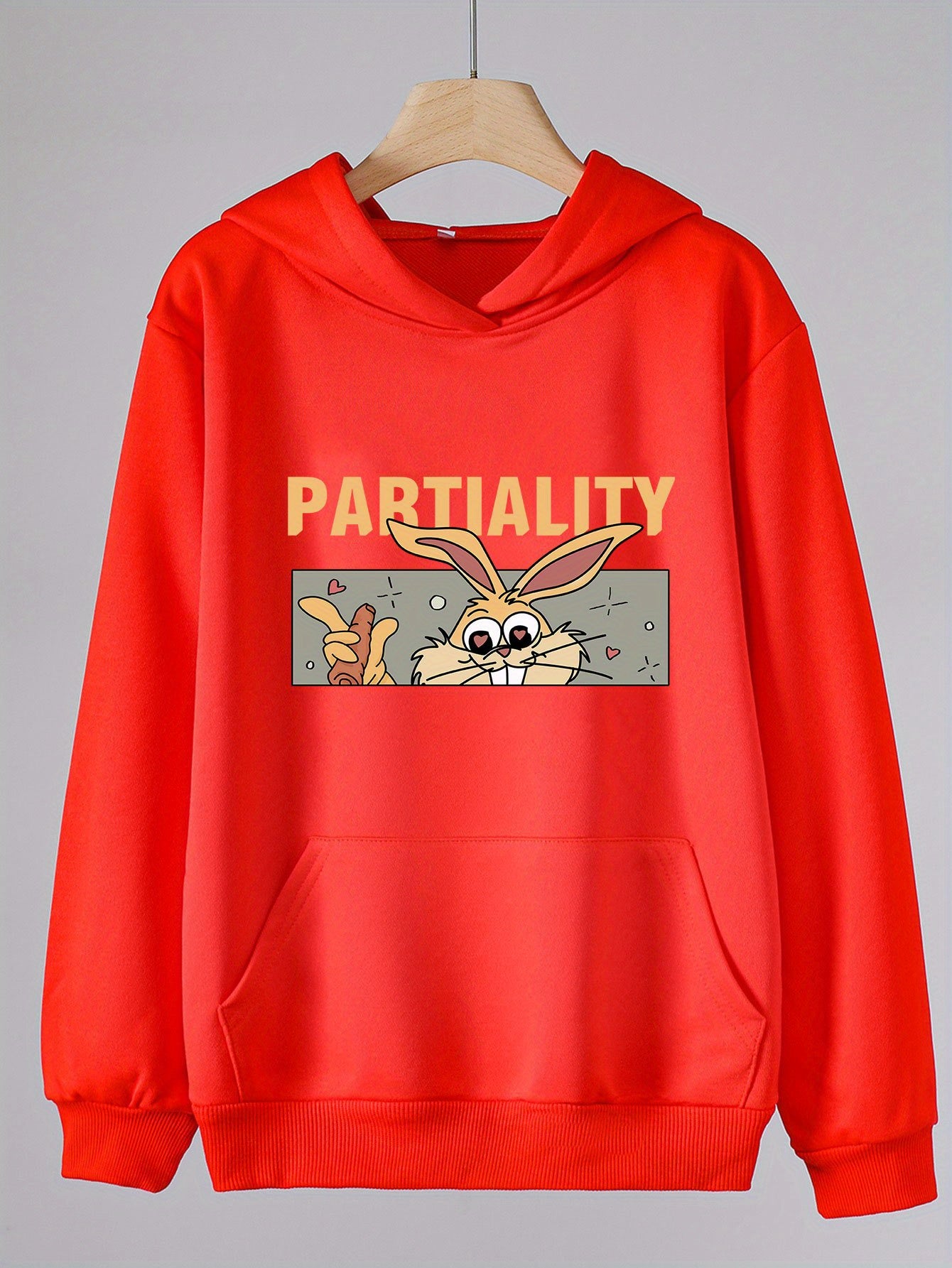Girls Rabbit Pattern Hooded Sweatshirt Long Sleeve Pullover