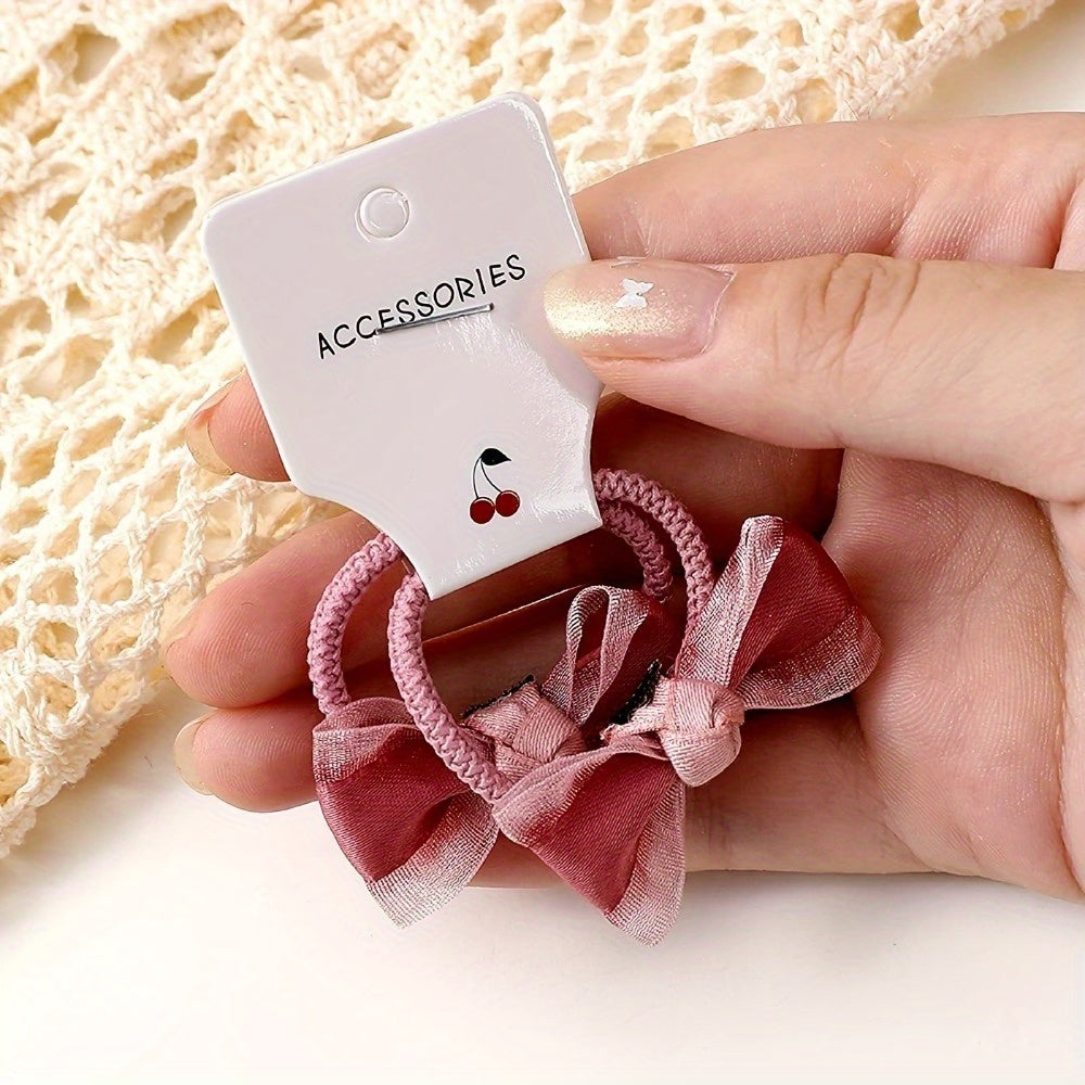10pcs Flower Hair Bows Elastic Hair Ties & Scrunchies