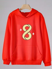 Girls Number 8 Pattern Hooded Sweatshirt for Spring