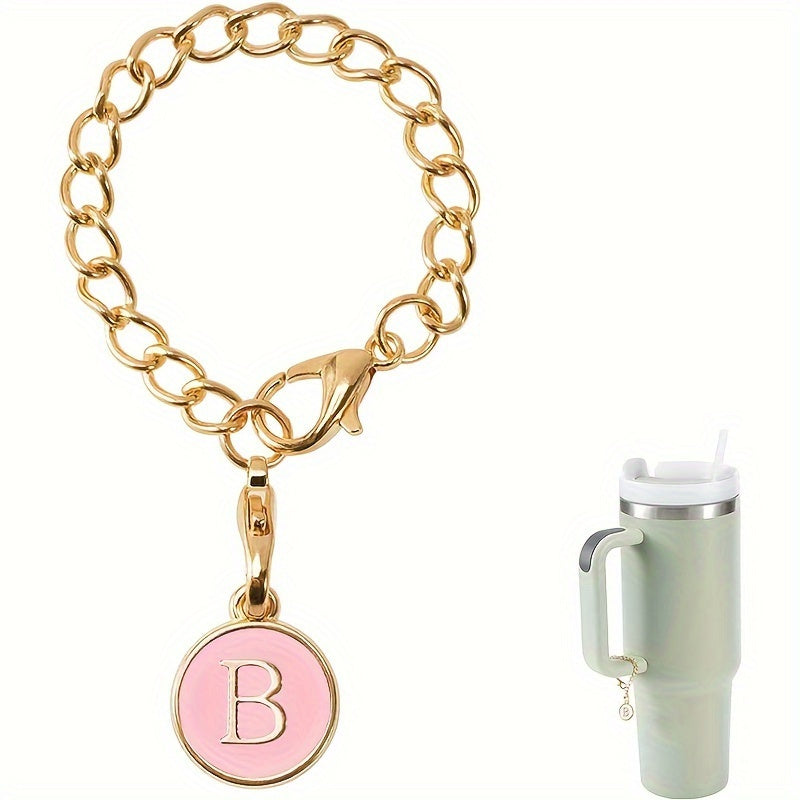 1pc ID Initial Letter Cup Handle Charm Cup Identification Decorative Pendant