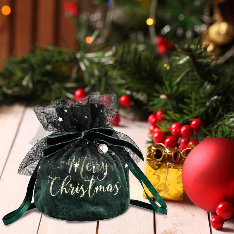 Velvet Jewelry Bags Merry Christmas Jewelry Pouches