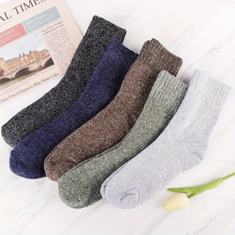 5 Pairs Winter Thermal Socks For Men US 7-13 Thick Socks For Boots