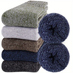 5 Pairs Winter Thermal Socks For Men US 7-13 Thick Socks For Boots
