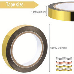 8pcs Metal Mirror Tape Crafts Decoration 3/8 Inch X 22 Yard