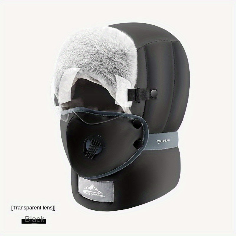 Winter Ski Hat With Goggles For Men Women Outdoor Sports Cycling Hat