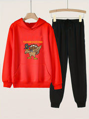 Girls' 2pcs THANKSGIVING Print Hoodies Pants Set
