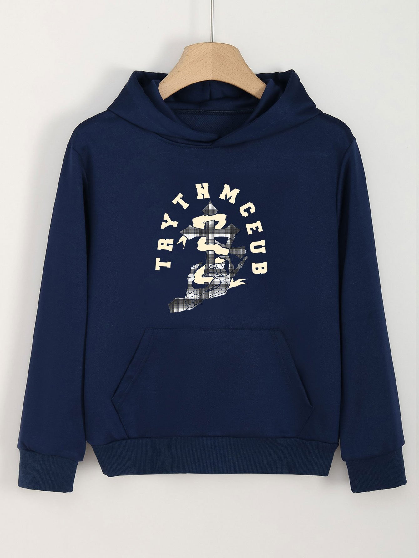 Girls Hand Bone Pattern Hooded Sweatshirt for Spring/Autumn