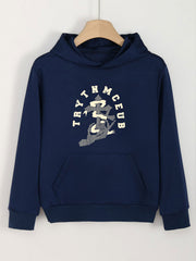 Girls Hand Bone Pattern Hooded Sweatshirt for Spring/Autumn
