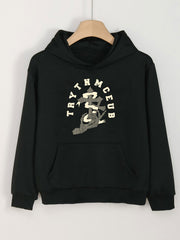 Girls Hand Bone Pattern Hooded Sweatshirt for Spring/Autumn