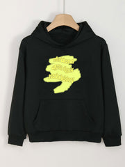 Girls Cartoon Alphabets Pattern Hooded Sweatshirt for Outdoor Activities
