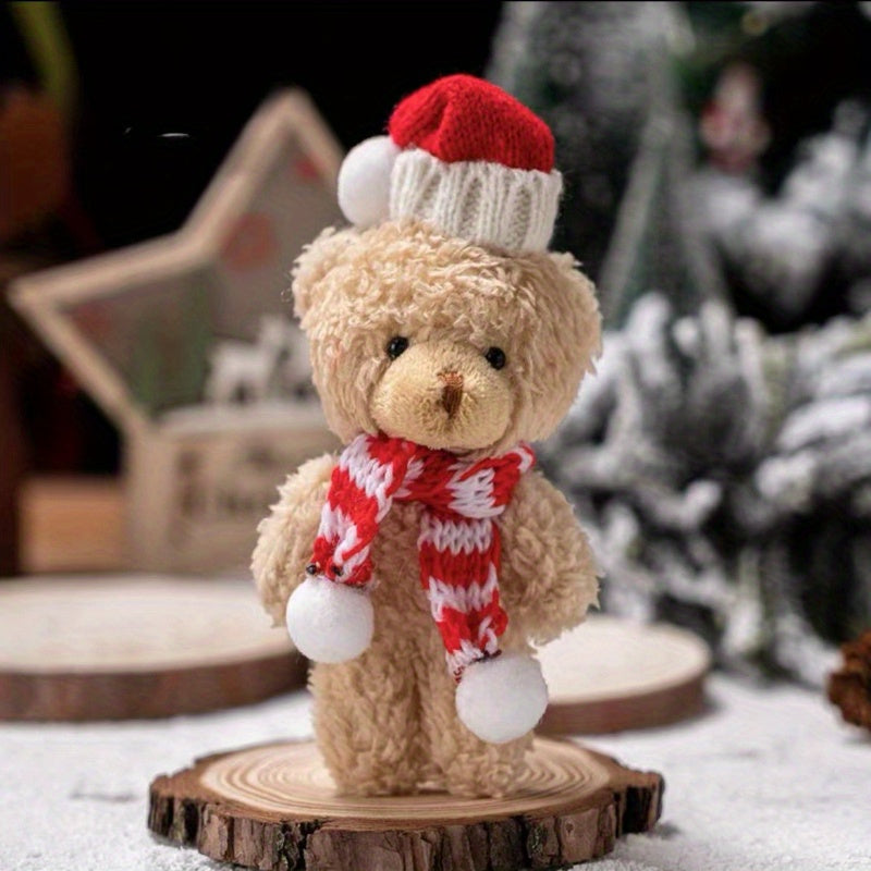 Soft Bear Toy with Scarf & Christmas Hat - Cute Gift for Women/Girls
