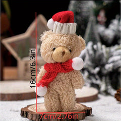 Soft Bear Toy with Scarf & Christmas Hat - Cute Gift for Women/Girls