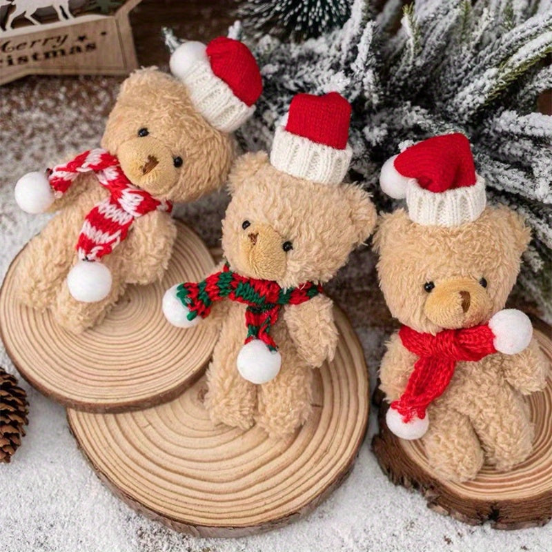 Soft Bear Toy with Scarf & Christmas Hat - Cute Gift for Women/Girls