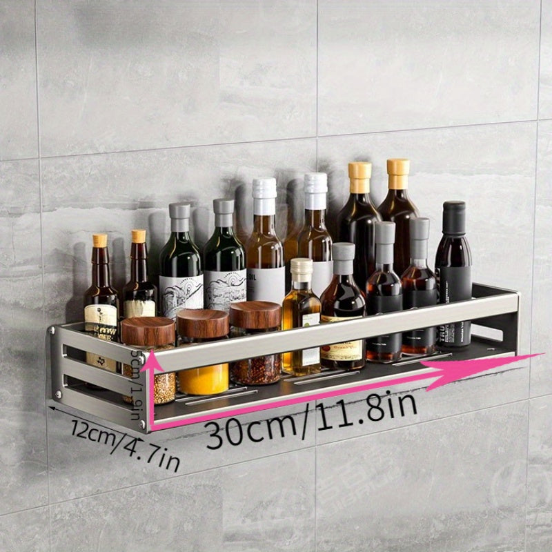 Wall Mounted Kitchen Storage Rack Seasoning Shelf Dishcloth Pot Spoon Holder