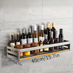 Wall Mounted Kitchen Storage Rack Seasoning Shelf Dishcloth Pot Spoon Holder