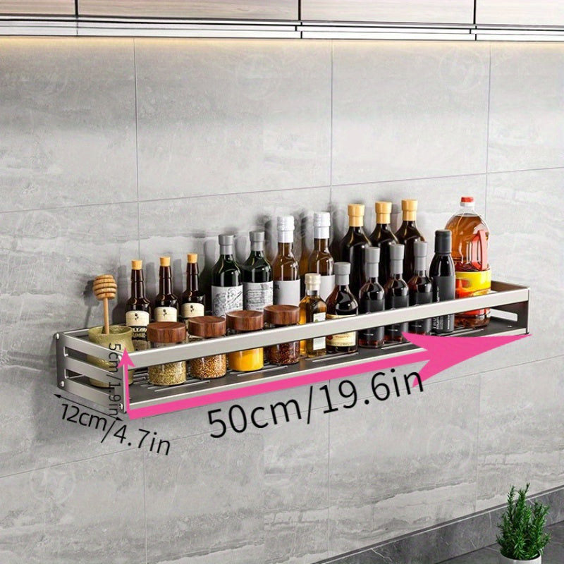 Wall Mounted Kitchen Storage Rack Seasoning Shelf Dishcloth Pot Spoon Holder