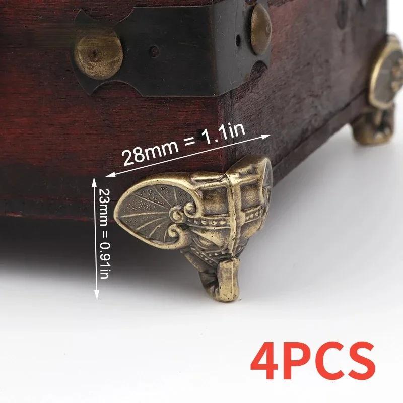 4Pcs Elephant Trunk Wooden Box Bottom Corner Support Retro Decorative Foot