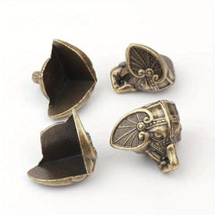4Pcs Elephant Trunk Wooden Box Bottom Corner Support Retro Decorative Foot