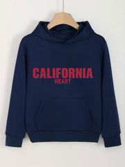 Girls Cartoon California Heart Pattern Hooded Sweatshirt for Spring and Autumn