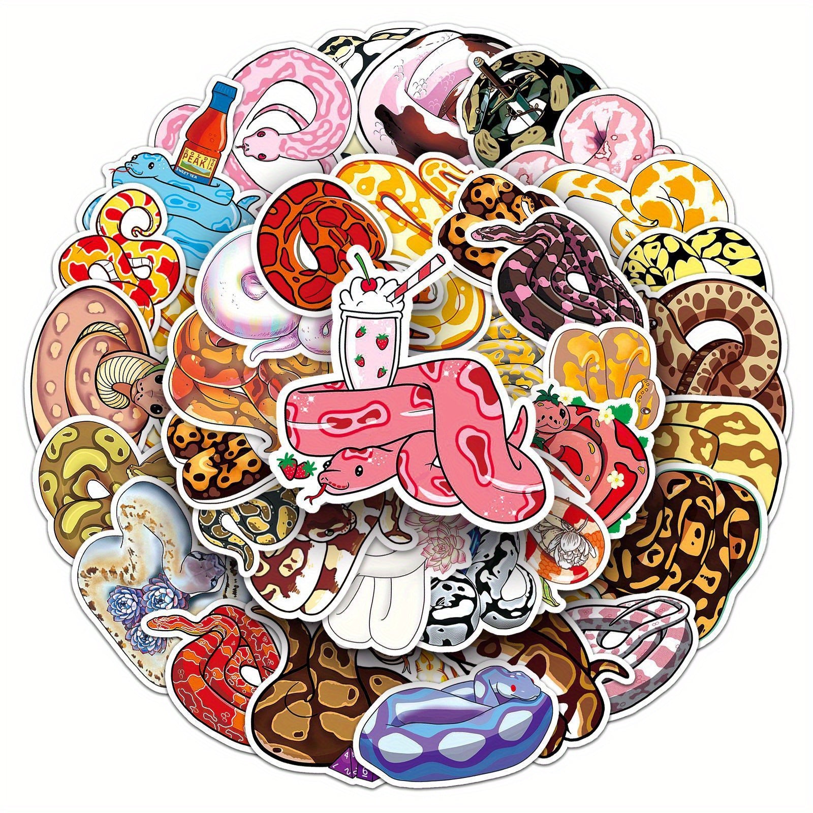 50pcs Fun Snakes Stickers for Stationery Books Laptops Water Cups