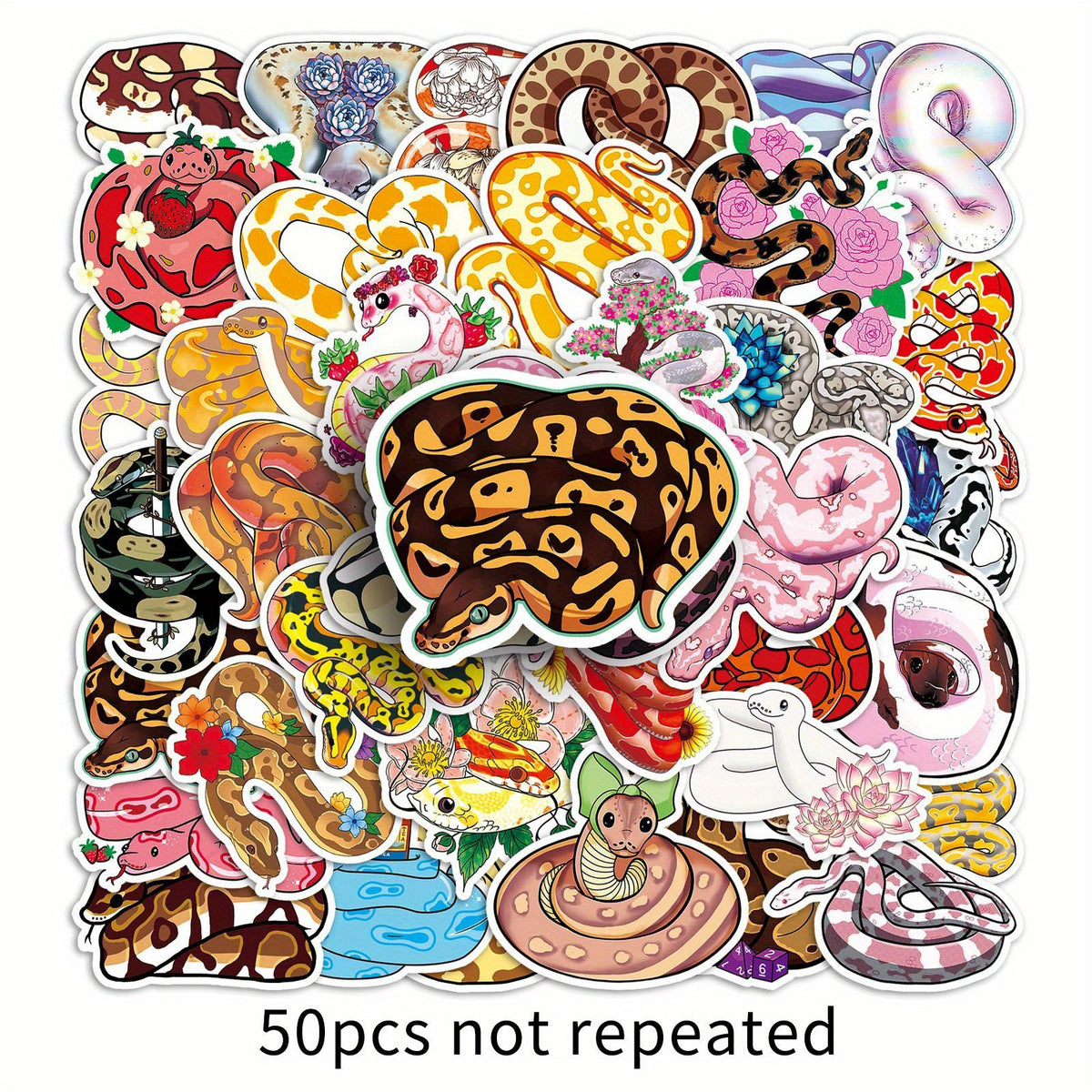 50pcs Fun Snakes Stickers for Stationery Books Laptops Water Cups