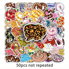 50pcs Fun Snakes Stickers for Stationery Books Laptops Water Cups