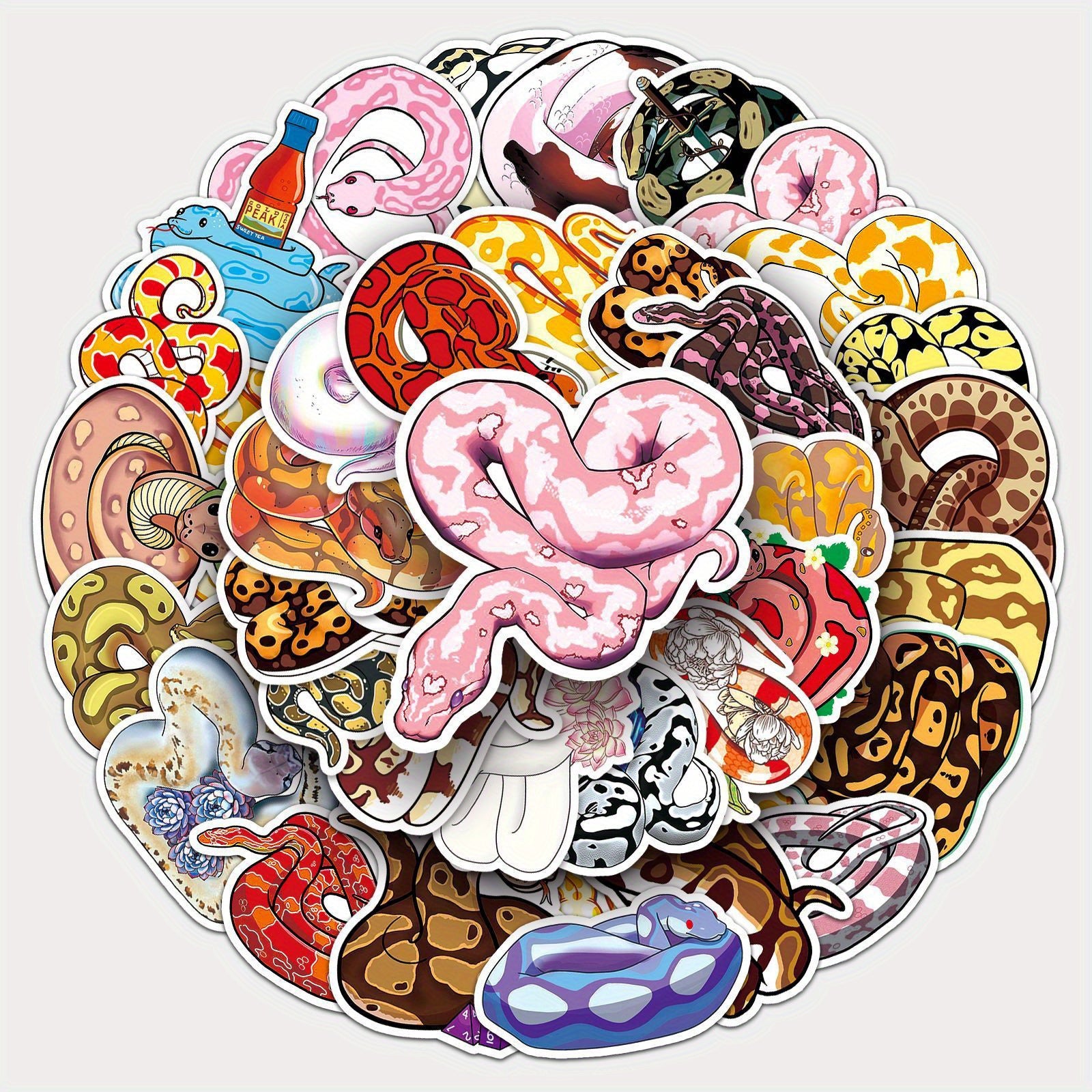 50pcs Fun Snakes Stickers for Stationery Books Laptops Water Cups