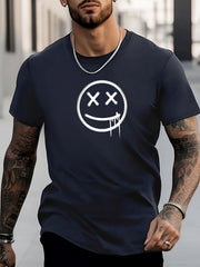 Men's Smiling Face Pattern Shirt for City Walk