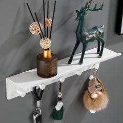 Wall Mounted Key Storage Hook Shelf Coat Rack