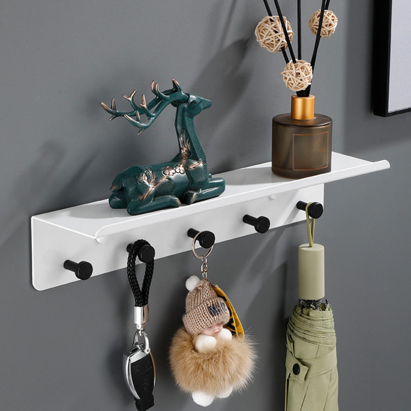Wall Mounted Key Storage Hook Shelf Coat Rack