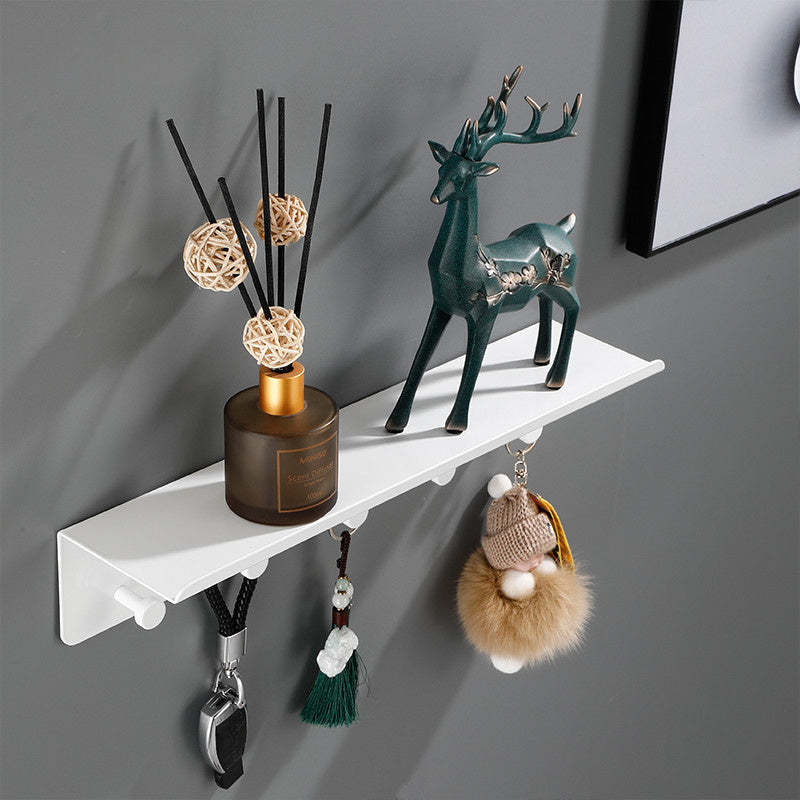 Wall Mounted Key Storage Hook Shelf Coat Rack