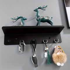 Wall Mounted Key Storage Hook Shelf Coat Rack