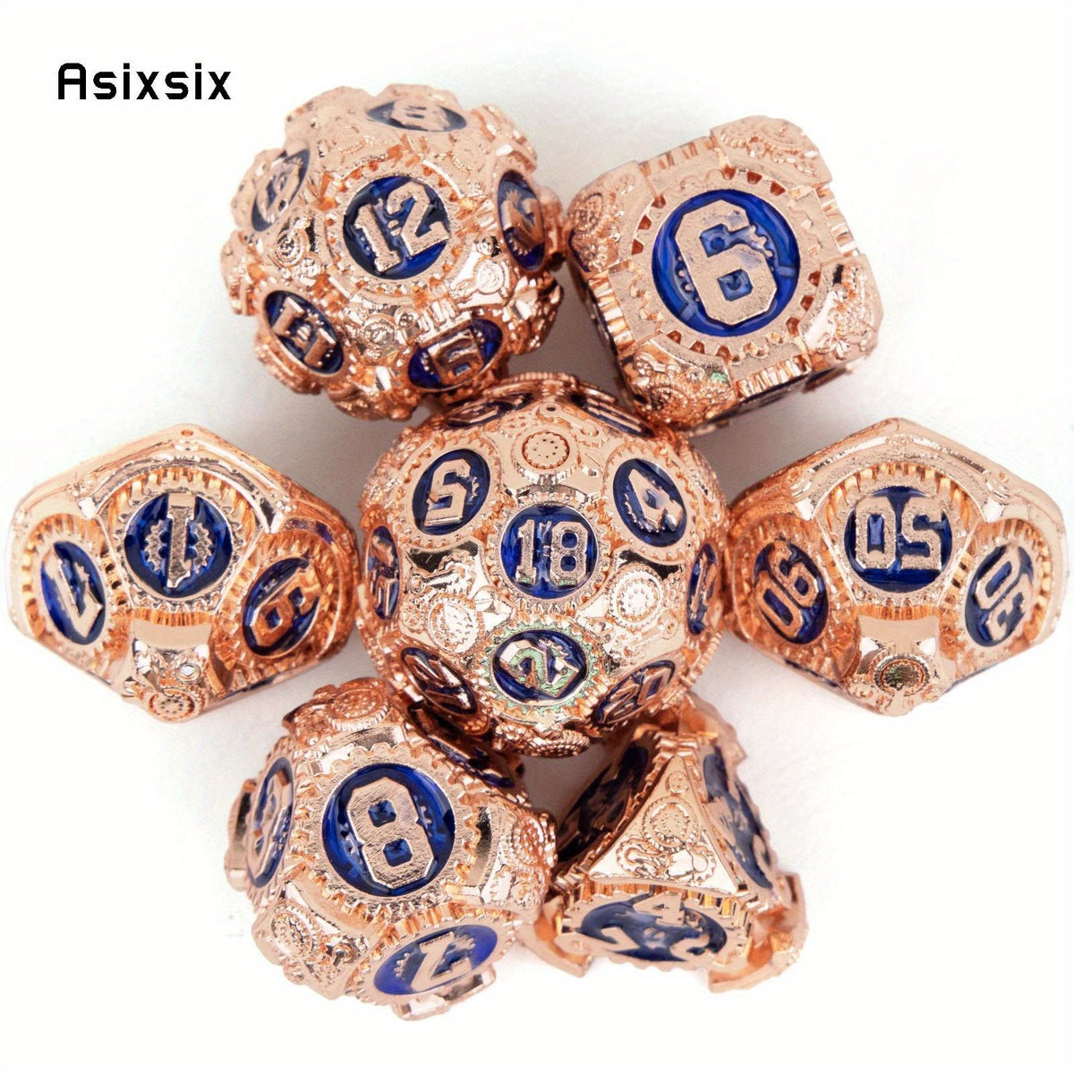 7pcs Red Gear Wheel Metal Polyhedral Dice Set for Role Playing Board Game