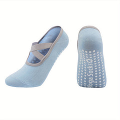 Women's Non Slip Yoga Socks with Cross Strap Grip for Yoga Ballet Pilates