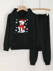 Snowman Print Hoodie & Jogger Set for Girls